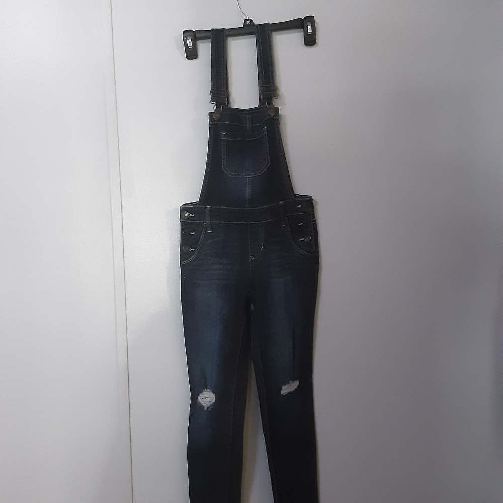 So 28 Girls Blue Denim Jeans Overall Sz 10 Stretch Preowned Good Condition